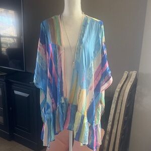 NWT Umgee Multicolor Striped Kimono Cardigan SZ M/L